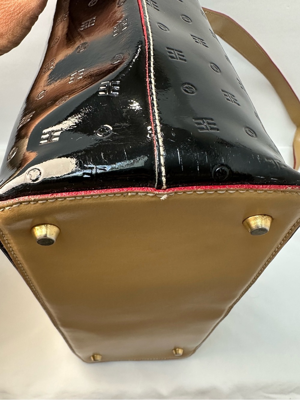 Arcadia Black Patent Tote with Tan Handles - Picture 14 of 16